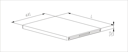 Wooden shelf, Series 460, L=607, wood white/white
